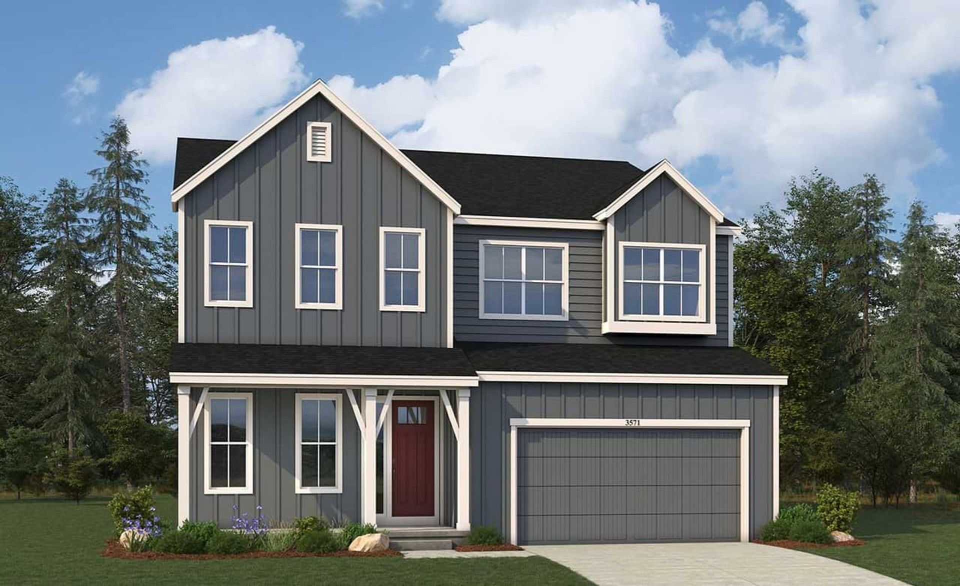 Modern Single-Family Home Design and Residential Architecture:Modern Farmhouse Elevation