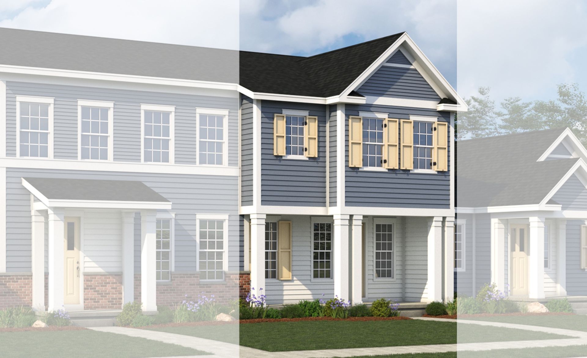 Modern single-family home design with unique architectural features:Elevation Colonial