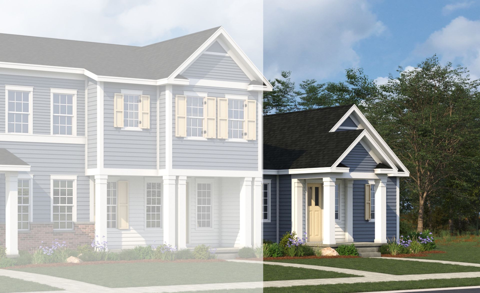 Modern Single-Family Home Design and Architecture 3D Render:Elevation Colonial