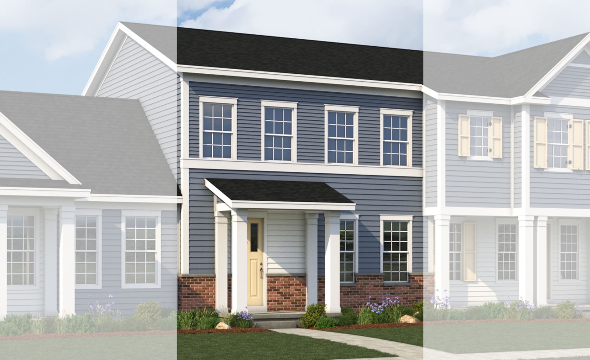 Modern residential design in single-family home architecture render:Elevation Colonial