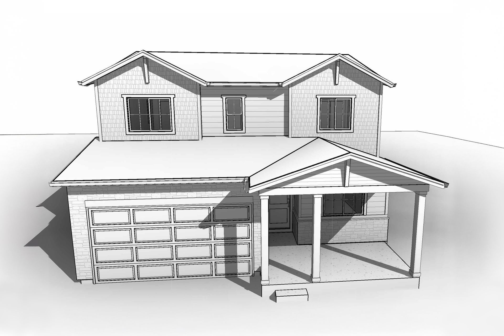 Modern Single-Family Home Design: Residential Architecture Render:Elevation C