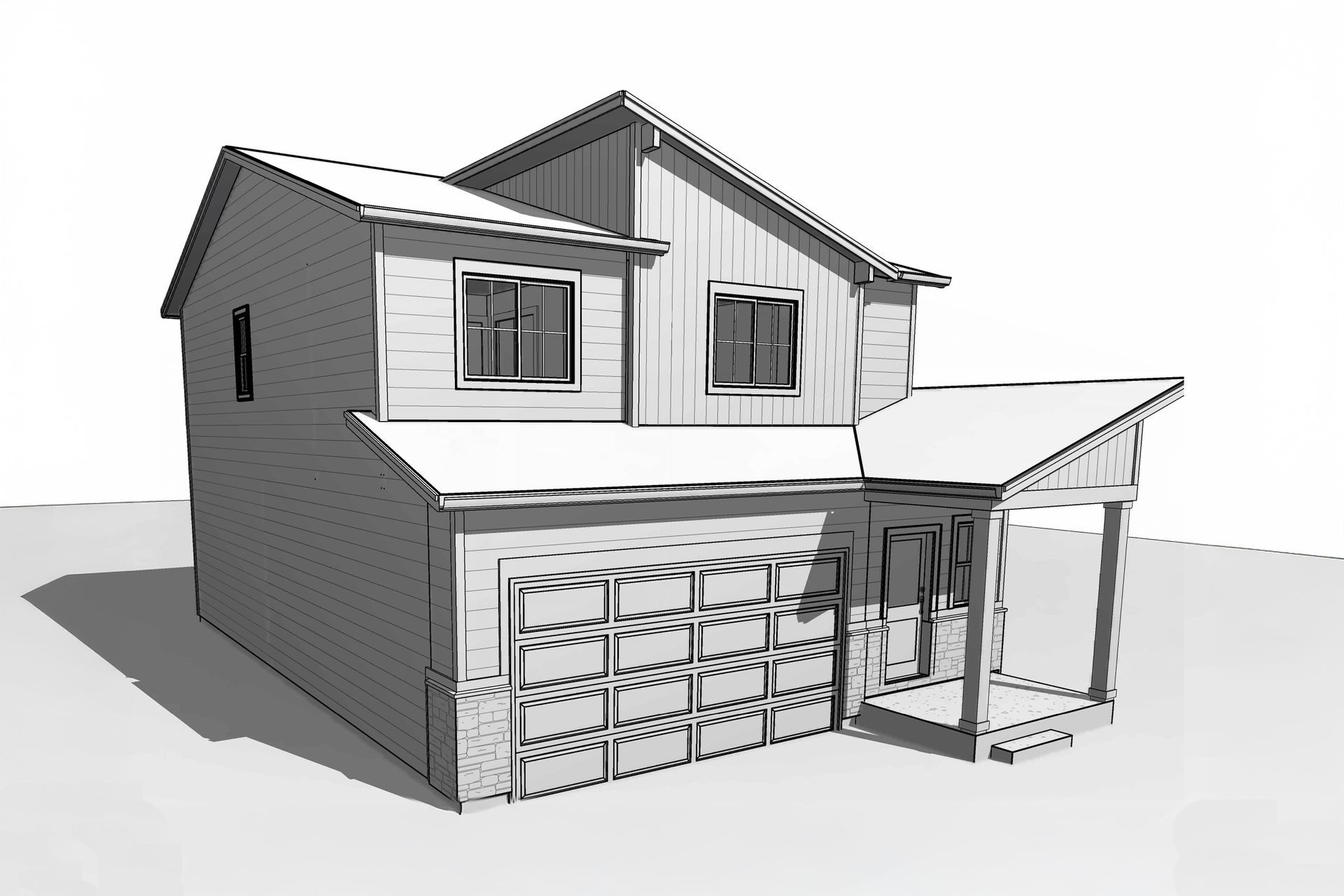 Modern Residential Architecture: Single-Family Home Design Render:Elevation C