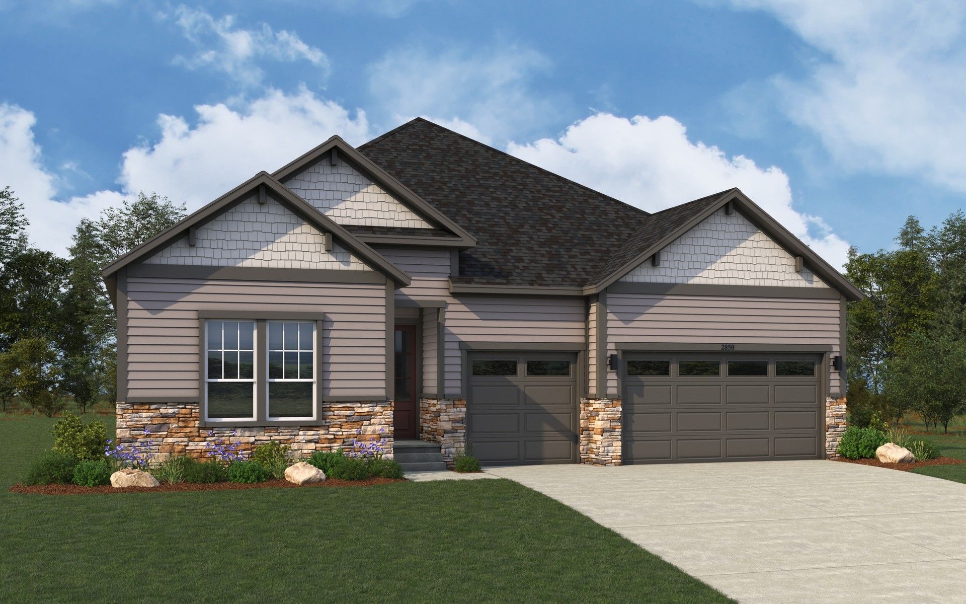 Montaine Scenic - Crystal Craftsman Home with Stone Accents:Elevation CR