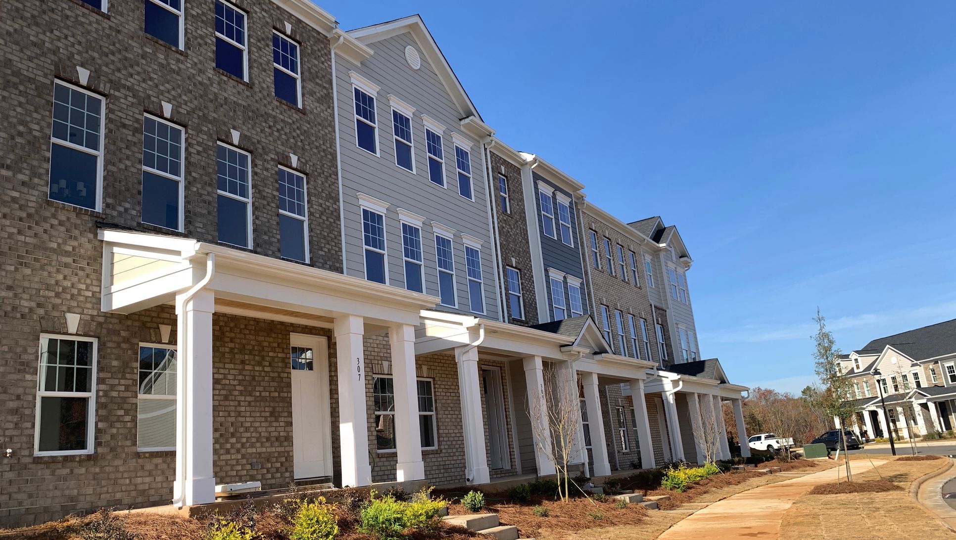 Townes 3-Story Exterior:THe Townes at Cramerton Mills 3-Story Townhomes