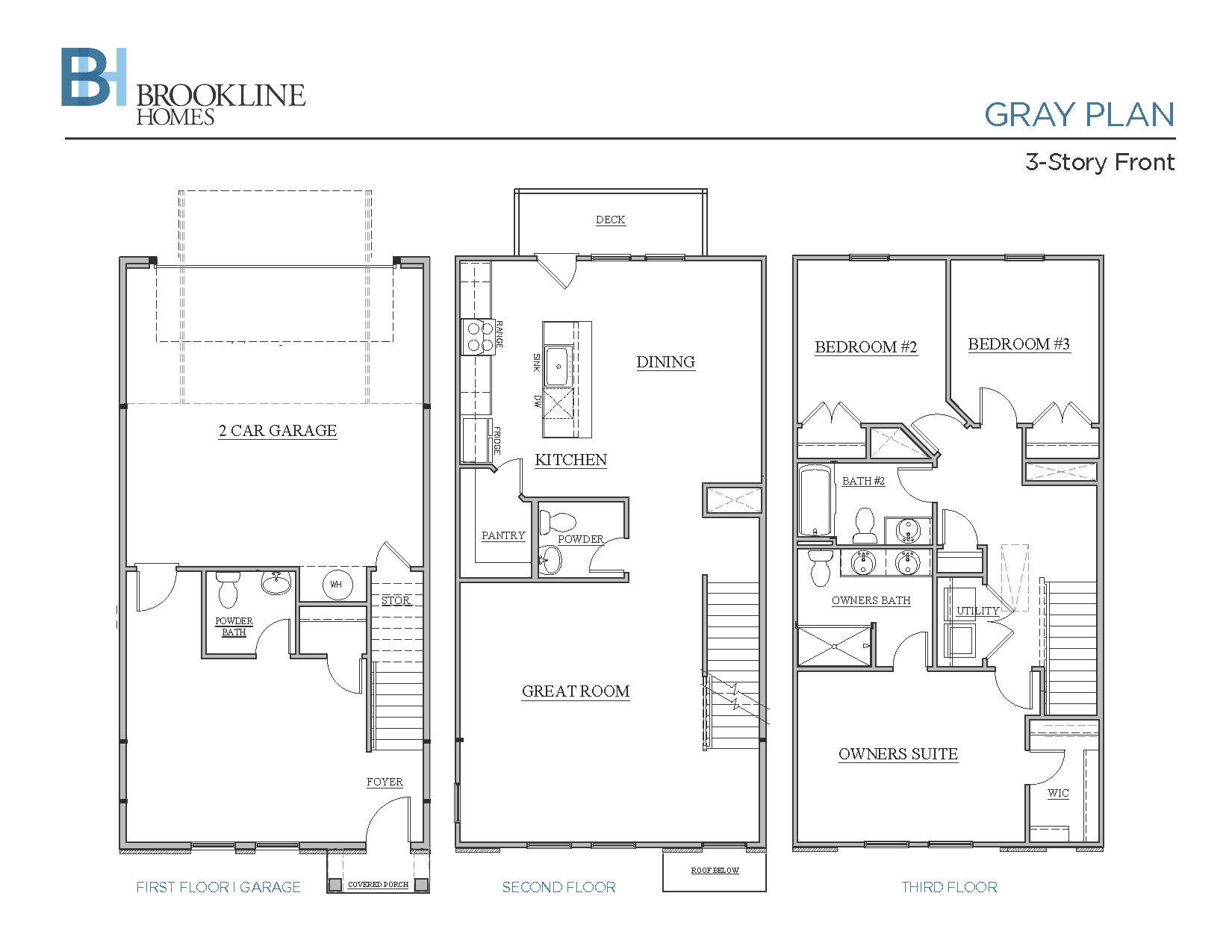 The Gray 3-Story:The Gray 3-Story Front Plan