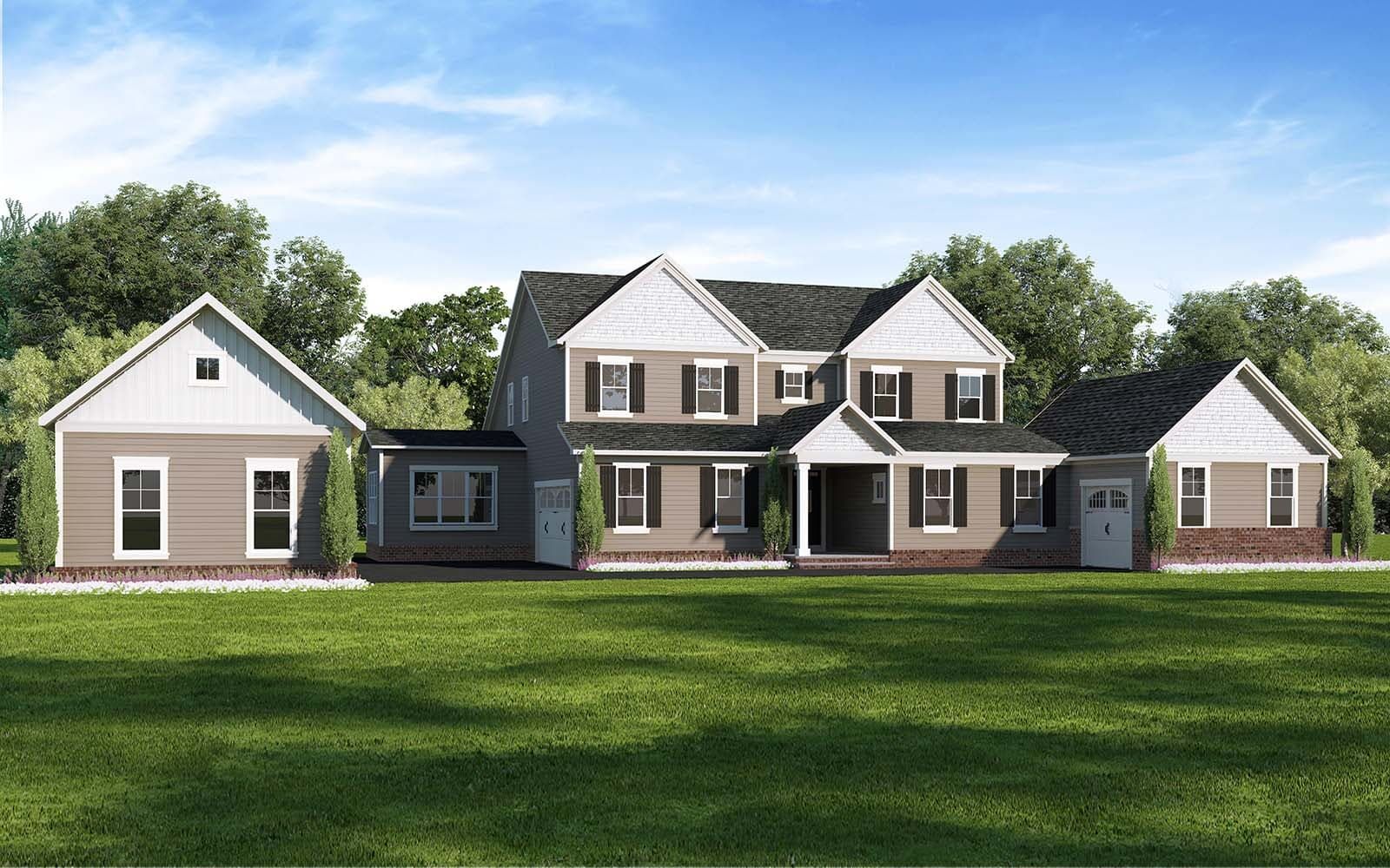 Elevation 2:A rendering of the Weymouth elevation 2 at Waterford Manor by Brookfield Residential