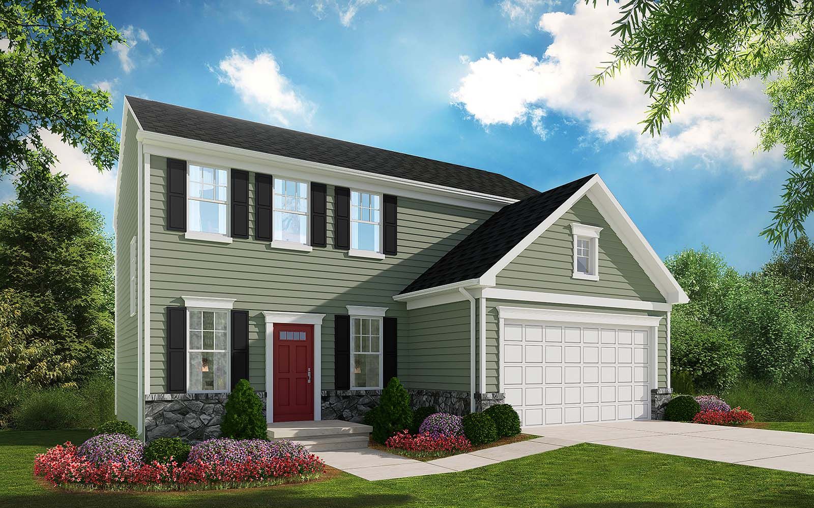 Exterior:A rendering of elevation 1 of the Sheridan II at Snowden Bridge by Brookfield Residential