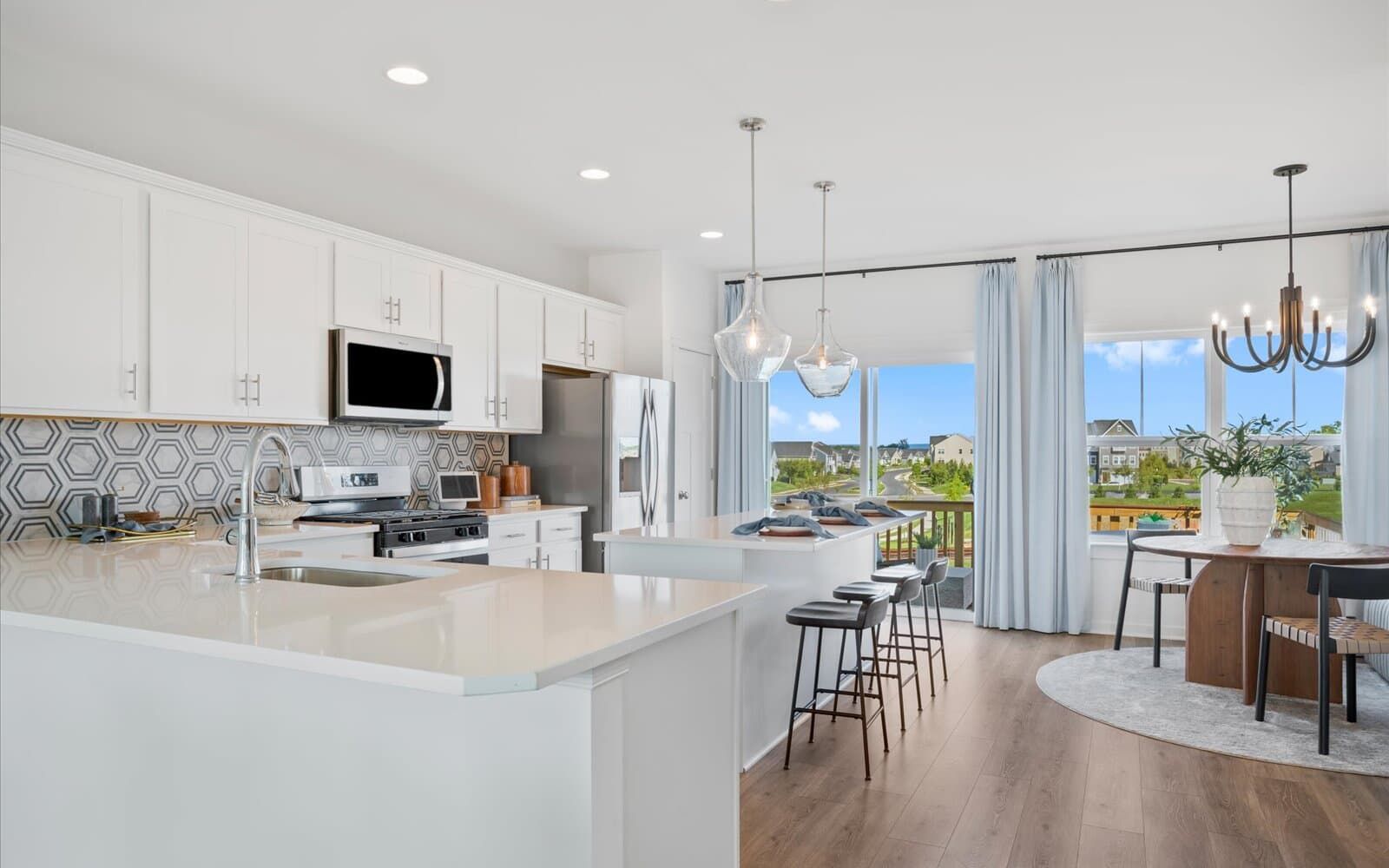 The kitchen of the Skyline Townhome at Snowden Bridge.