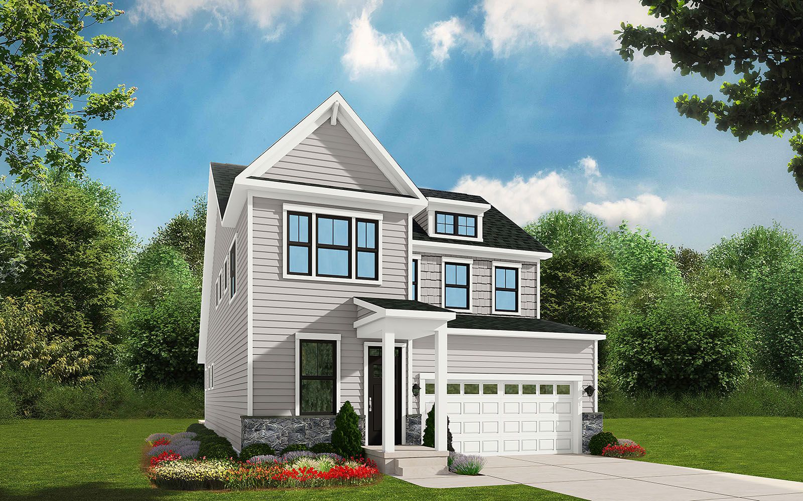 Rendering of elevation 2 of the Denison single family home by Brookfield Residential.
