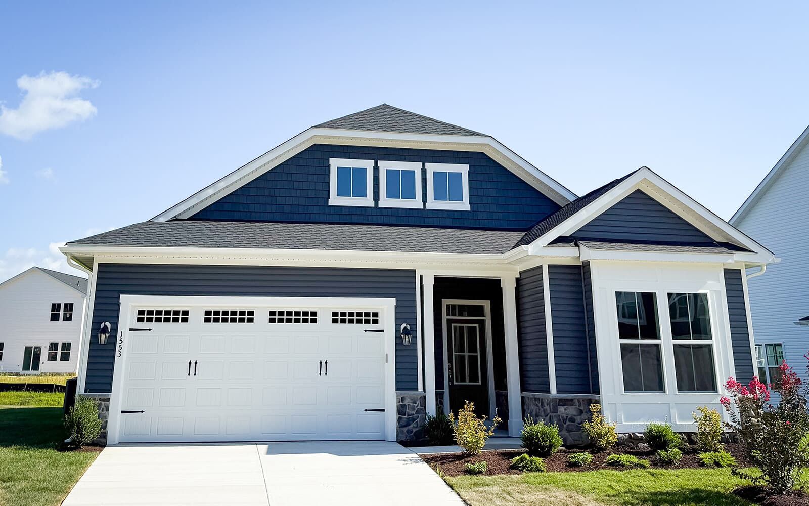 The exterior of the Matisse on homesite 132 at Lakeside at Trappe by Brookfield Residential.