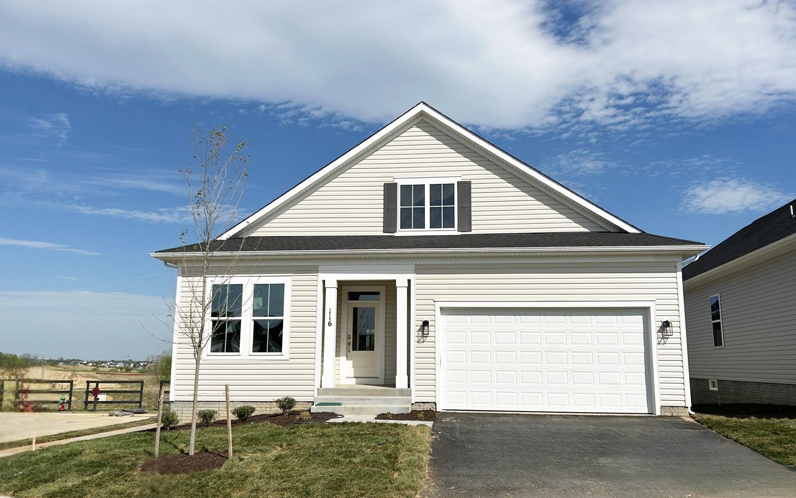 The exterior of the Rockwell on homesite 2127 at Hiatt Pointe at Snowden Bridge.