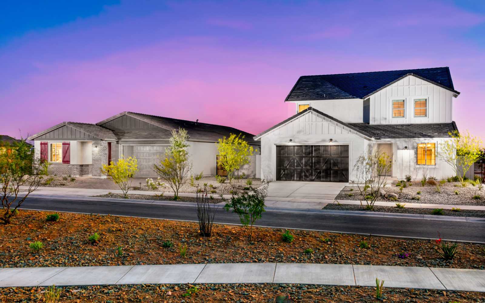 A street scene of the Laurel model homes at Blossom Rock.