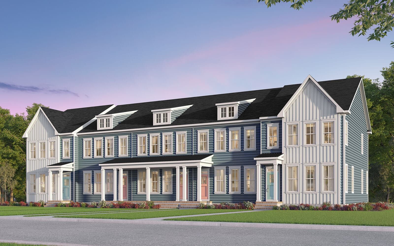 Sage Exterior:A rendering of the exterior of the Sage townhome at Nexton by Brookfield Residential