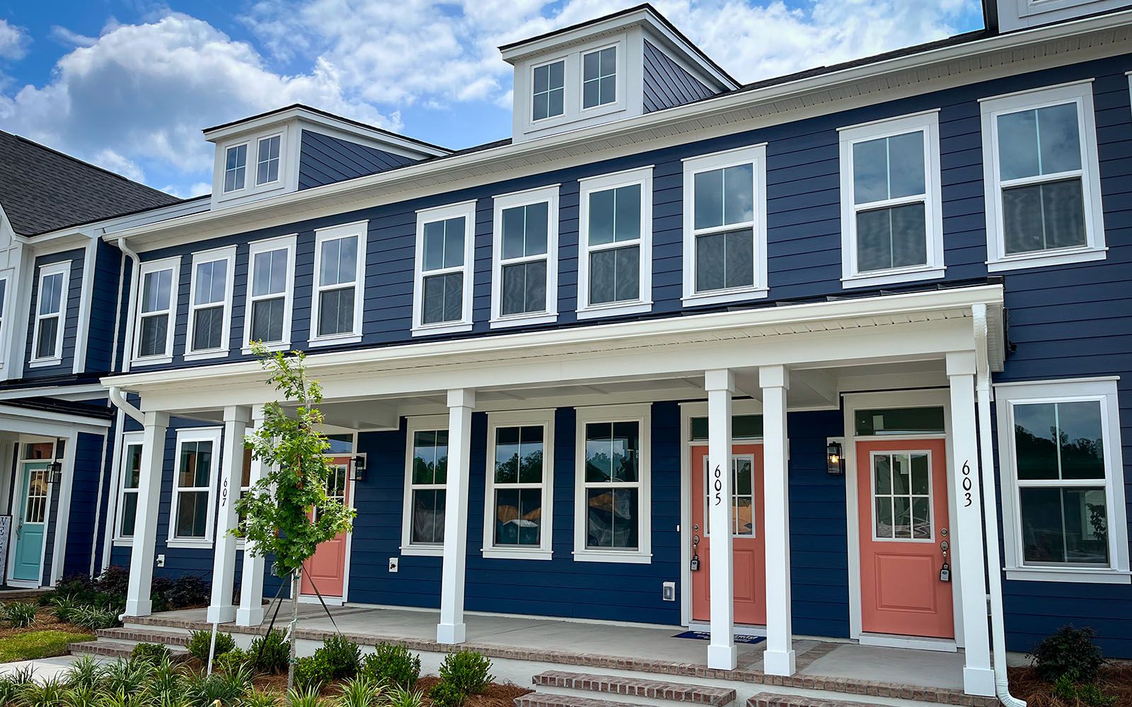 Exterior:The exterior of the Sage townhome on homesite 162 at Nexton.