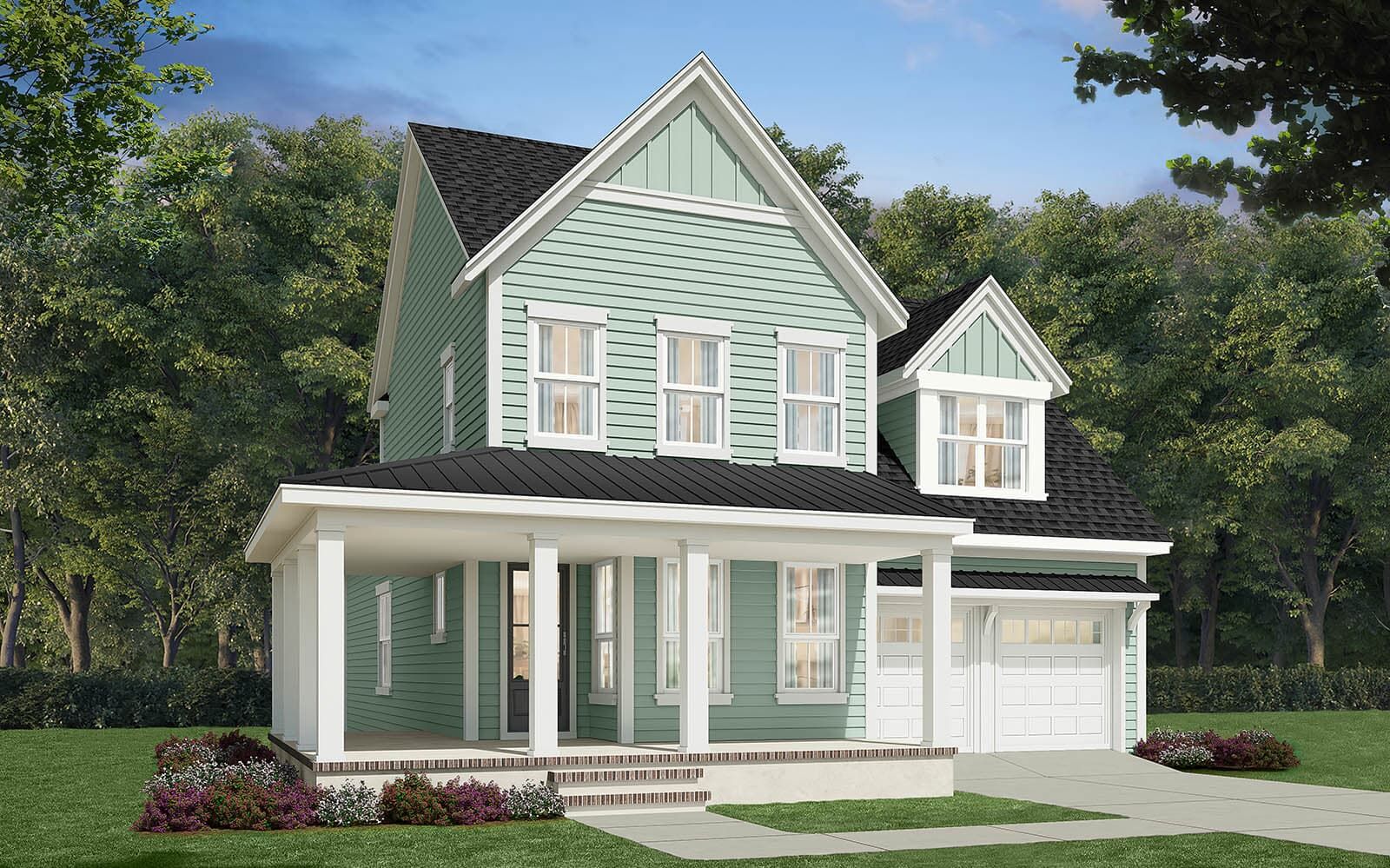 Exterior:Elevation 1 of the Towson single-family home by Brookfield Residential at Nexton.