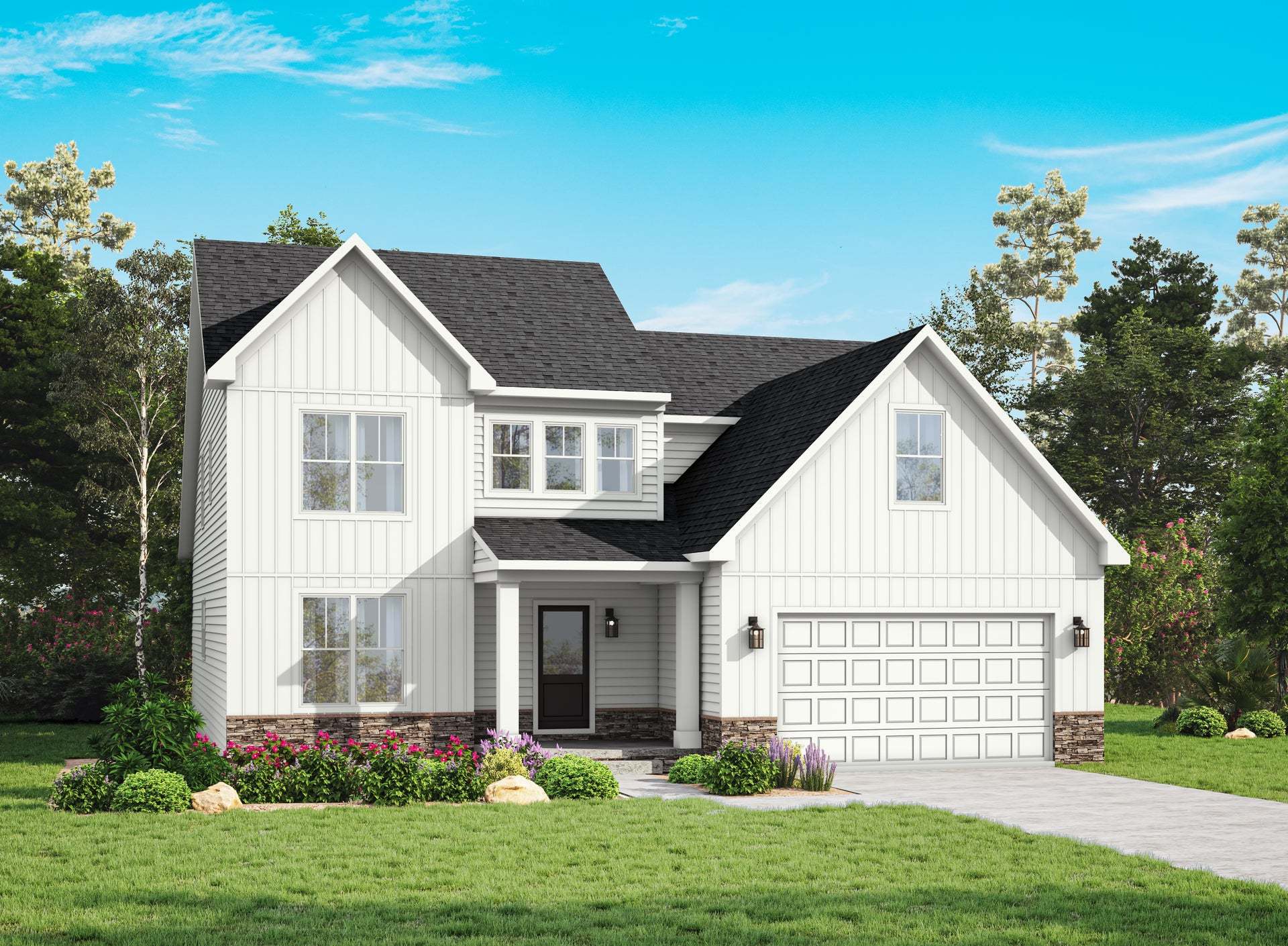 Roanoke II Elevation 1 - Shown with Opt. Water Table, Opt. Front Door Window Panel:Elevation 1