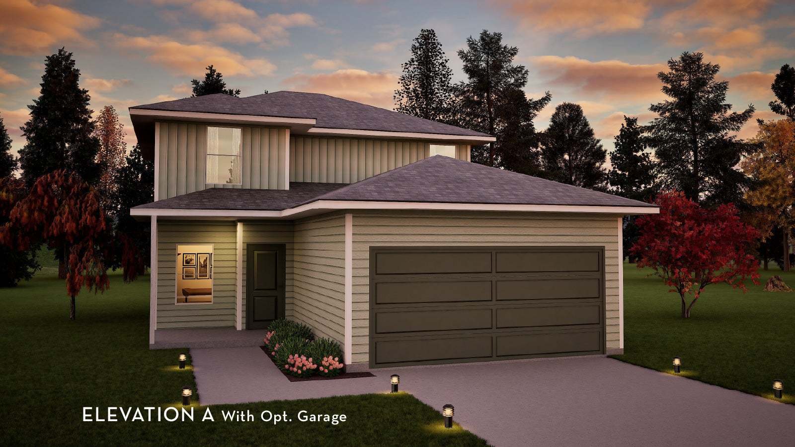Exterior:Elevation A - With Opt. Garage