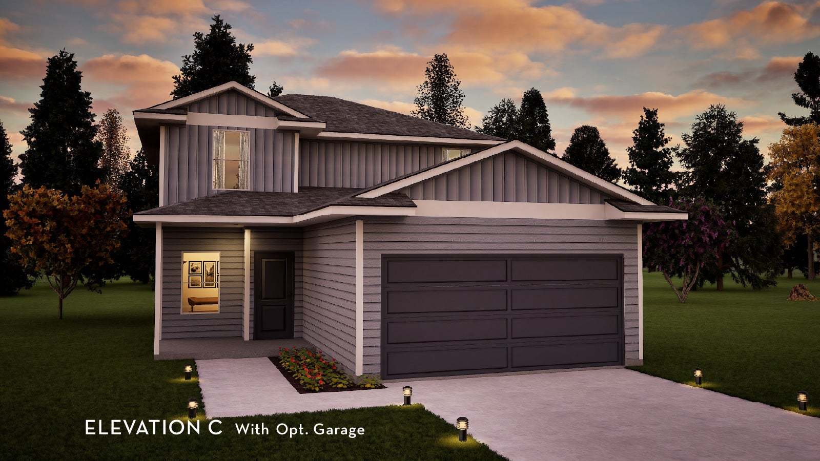 Exterior:Elevation C - With Opt. Garage