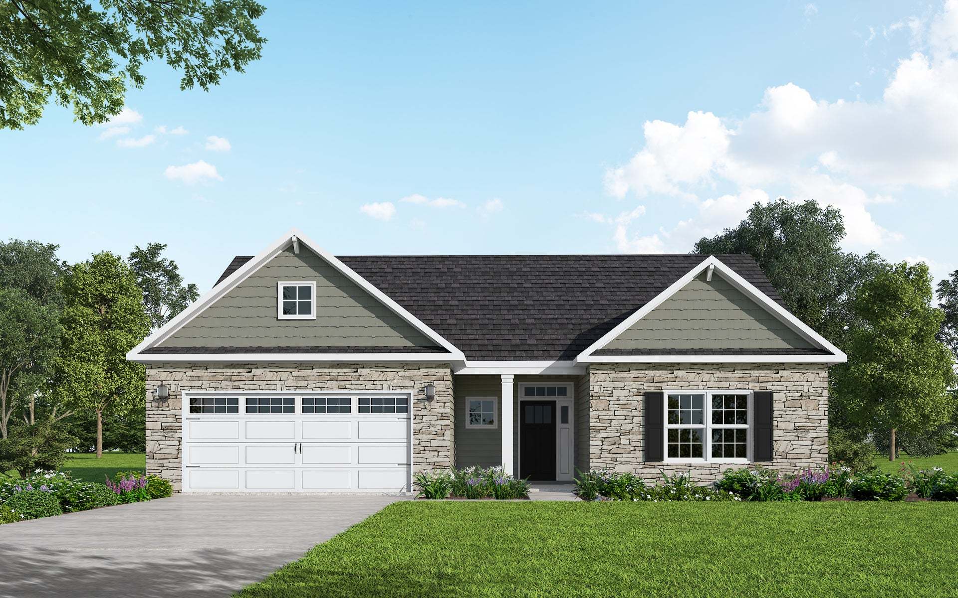Exterior:Elevation B - NO DORMER