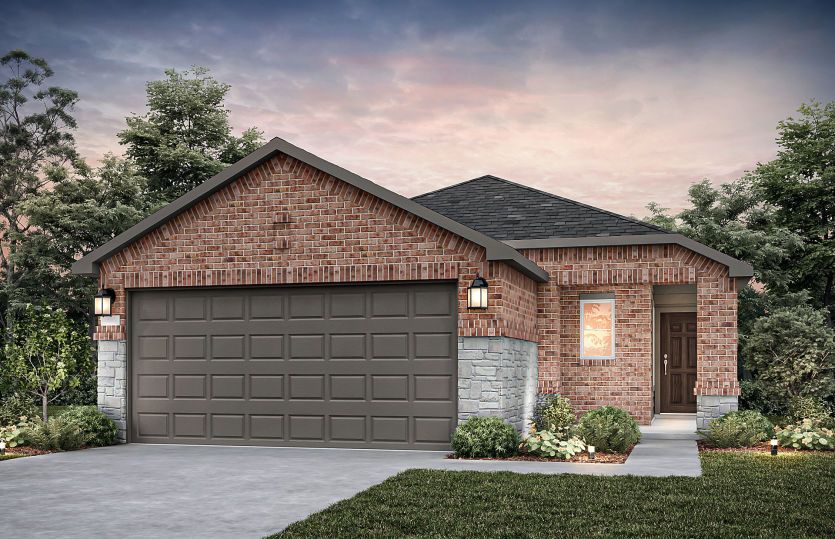 Exterior:The Adams, a 1-story new construction home showing Home Exterior Q *model representation