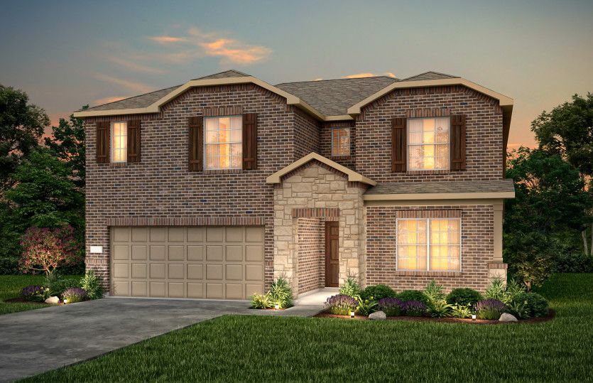 Exterior:The Stockdale, a two-story home with 2-car garage, shown with Home Exterior LS202 *Model representation