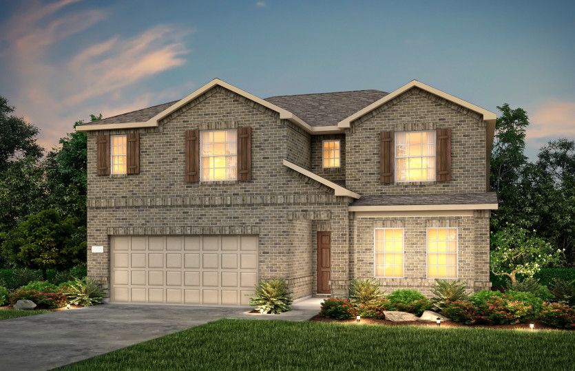 Exterior:The Stockdale, a two-story home with 2-car garage, shown with Home Exterior LS203