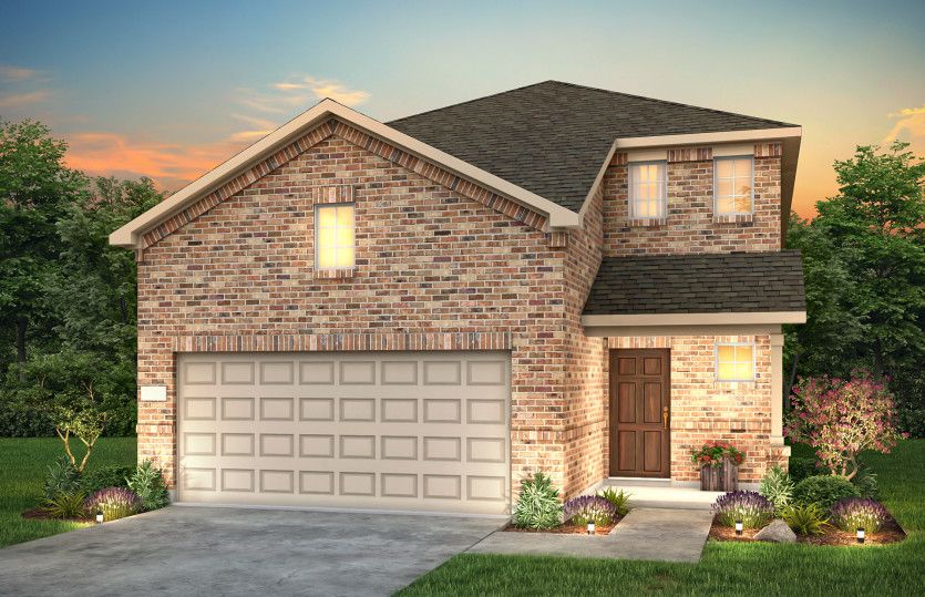 Exterior:The Monroe, a 2-story new home showing Home Exterior LS201 *Model representation