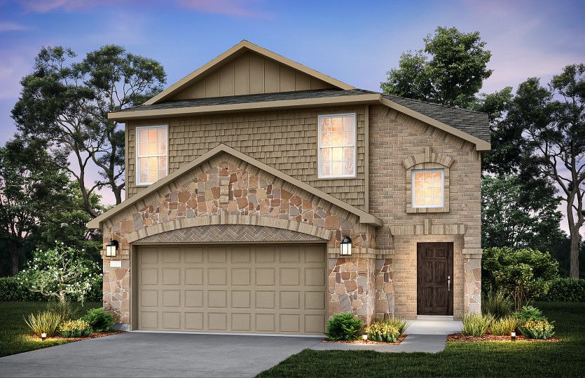 Exterior:The Springfield, a 2-story new construction home showing Home Exterior R *Model representation