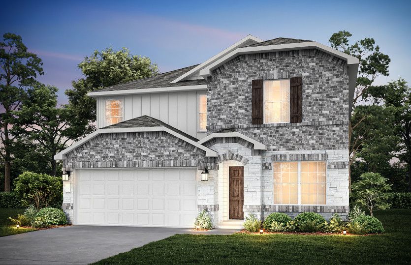Exterior:The Sandalwood, a two-story home with 2-car garage, shown with Home Exterior S