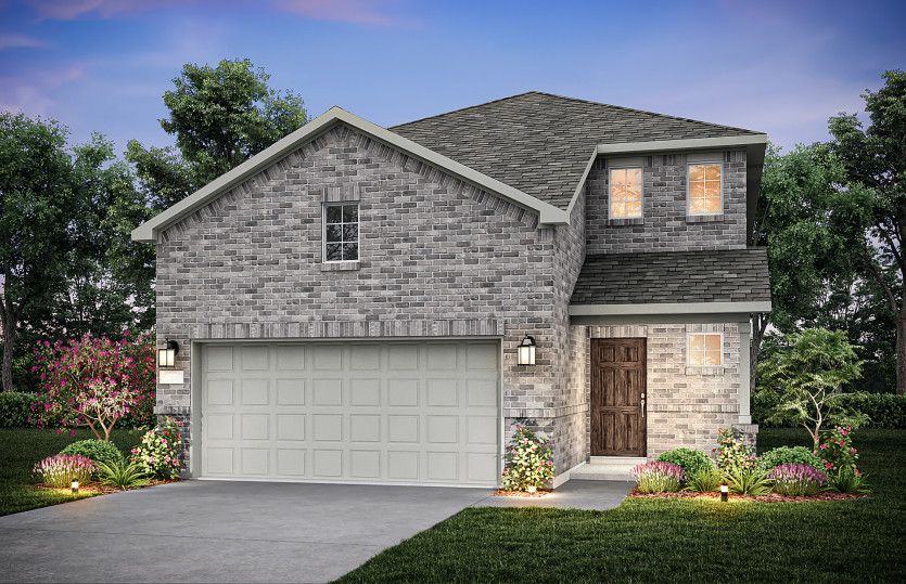 Exterior:The Monroe, a 2-story new construction home showing Home Exterior LS201 *Model representation