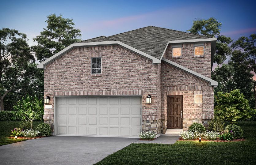 Exterior:The Monroe, a 2-story new construction home showing Home Exterior LS202 *Model representation