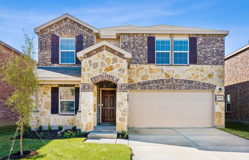 Exterior:The Kisko, a two-story home with 2-car garage