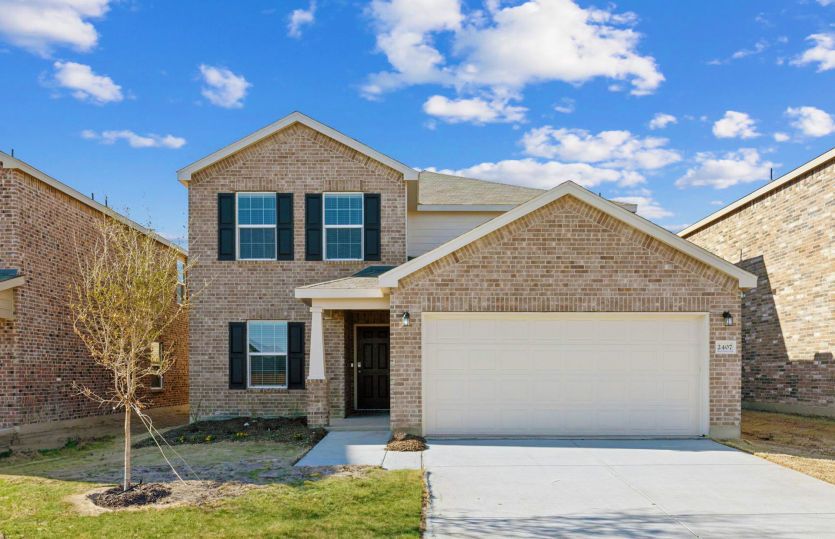 Exterior:The Mesilla, a two-story home with 2-car garage, shown with Home Exterior O