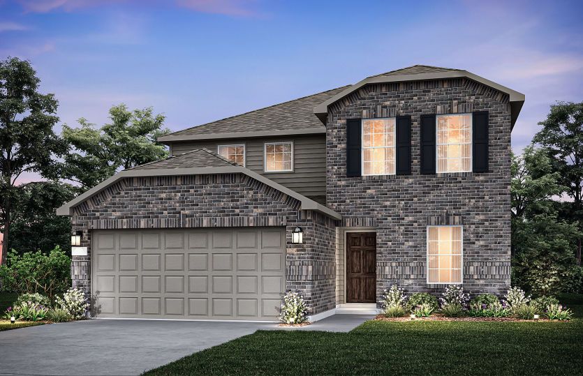 Exterior:The Mesilla, a two-story home with 2-car garage, shown with Home Exterior N