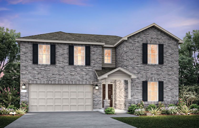 Exterior:The La Salle, a 2-story new construction home, shown with Home Exterior C *Model representation