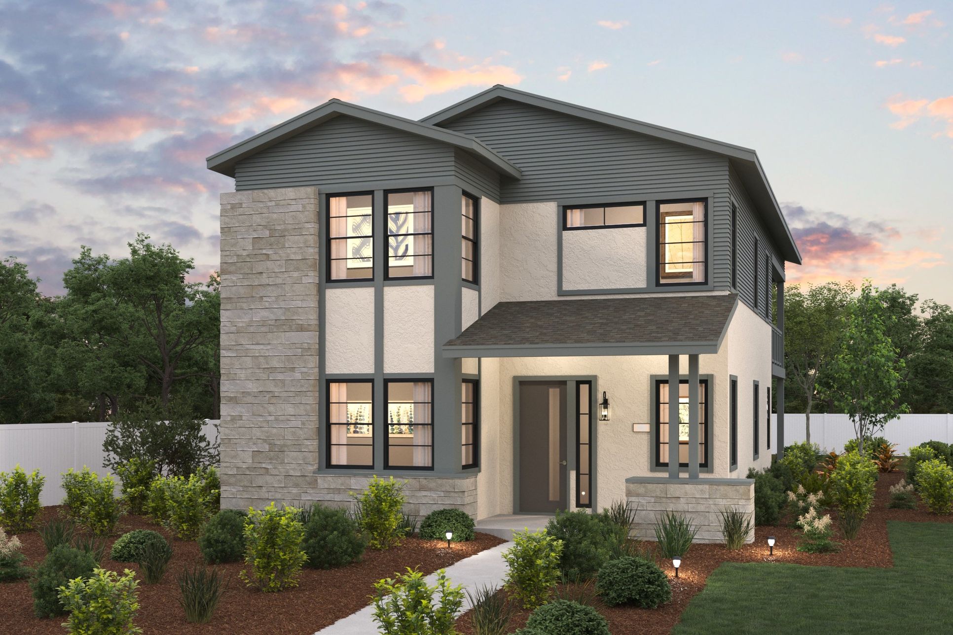 SOMO Harmony, Plan 2 Elevation B Rendering, Rohnert Park, CA