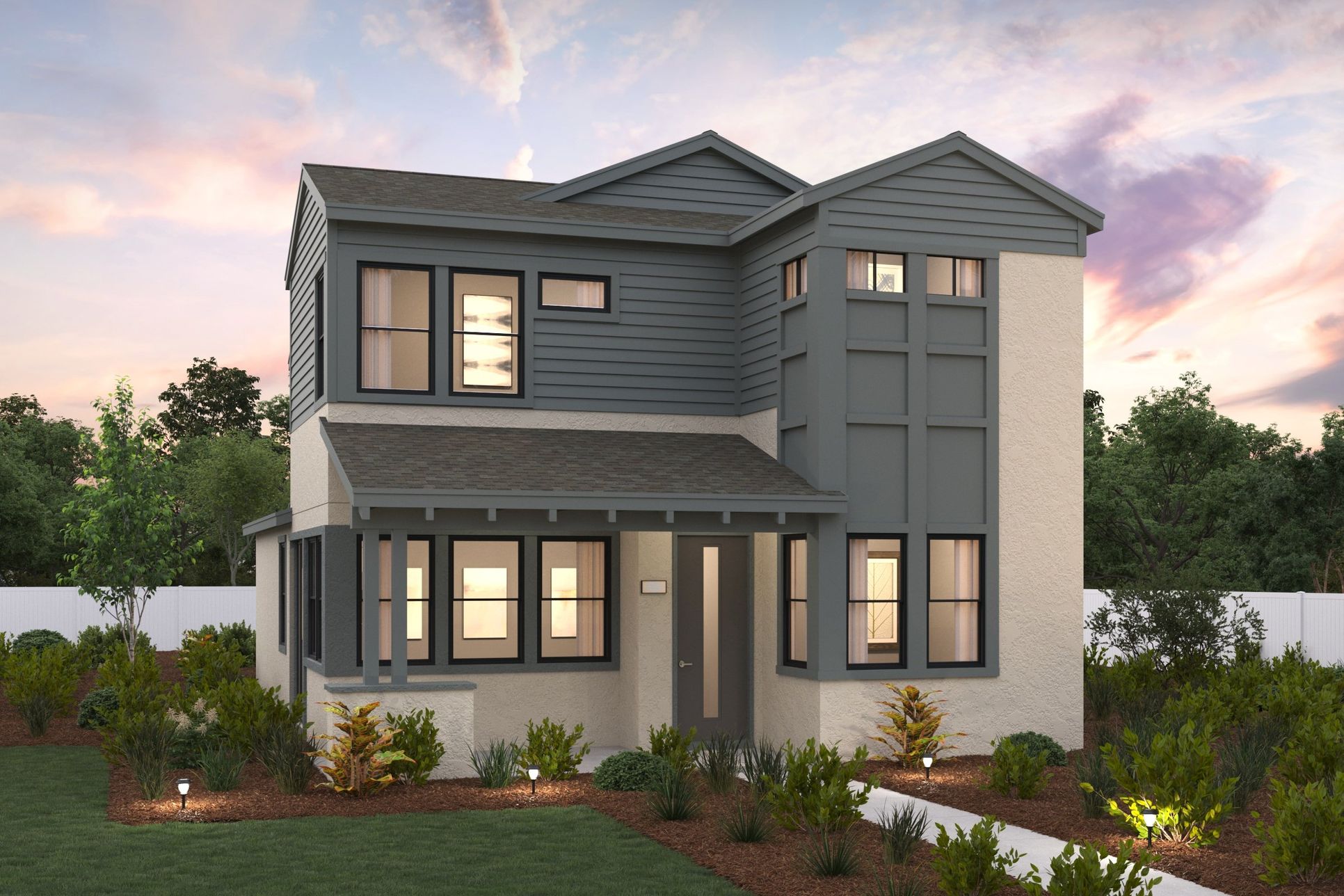 SOMO Synergy, Plan 3 Elevation B Rendering, Rohnert Park, CA