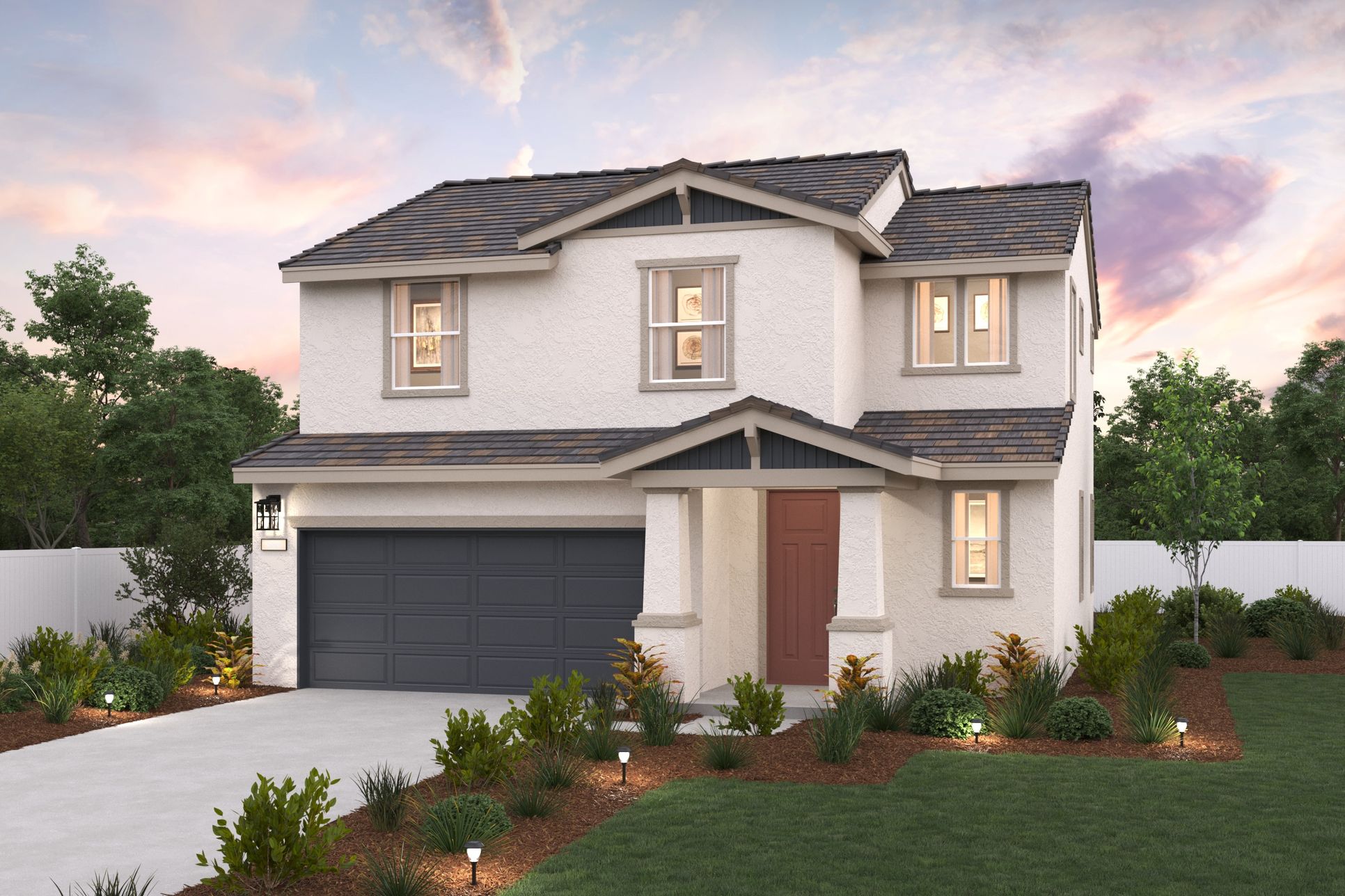 Park Place, Plan 1 Elevation B Rendering, Sacramento, CA