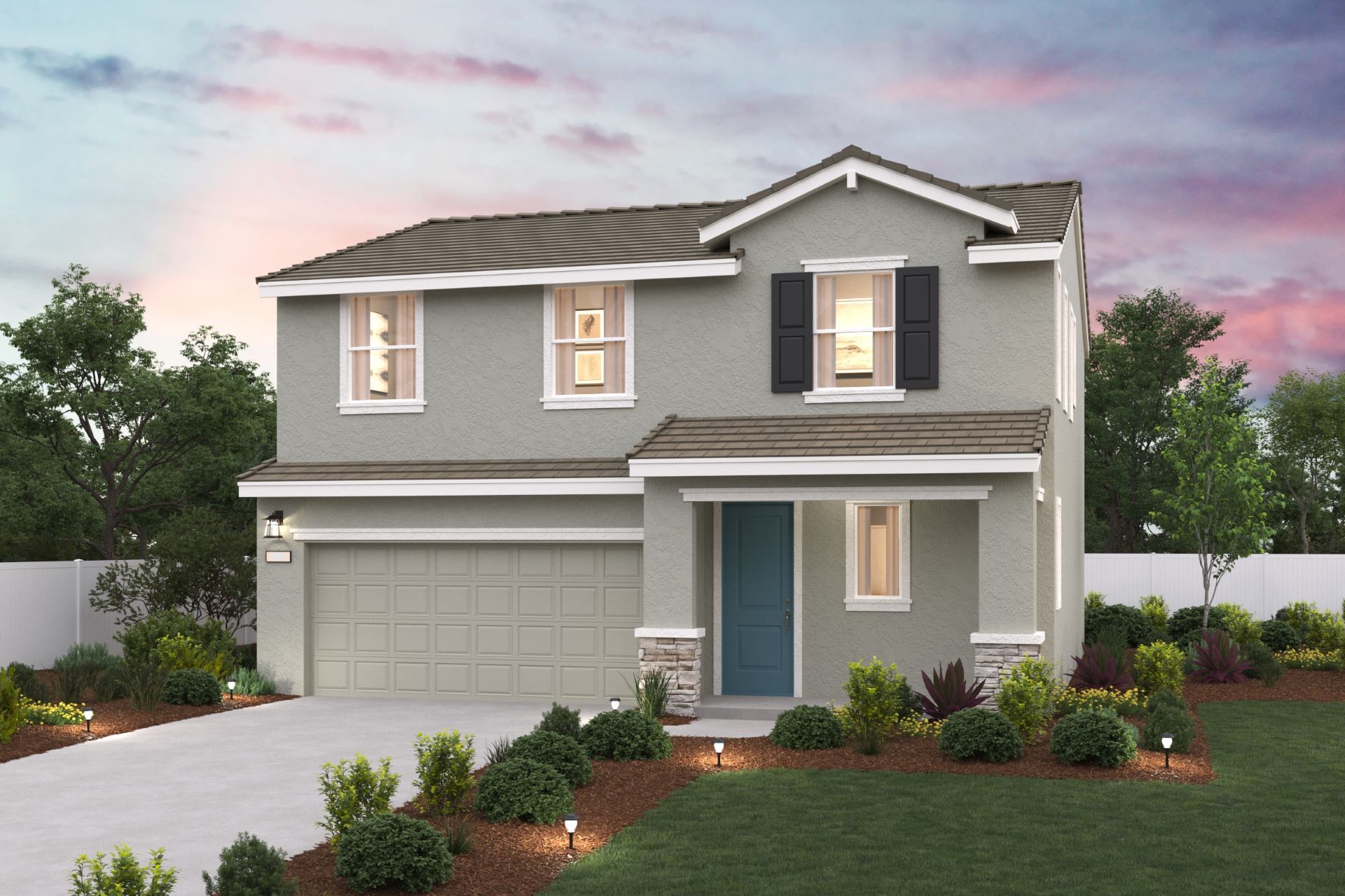 Park Place, Plan 2 Elevation C Rendering, Sacramento, CA