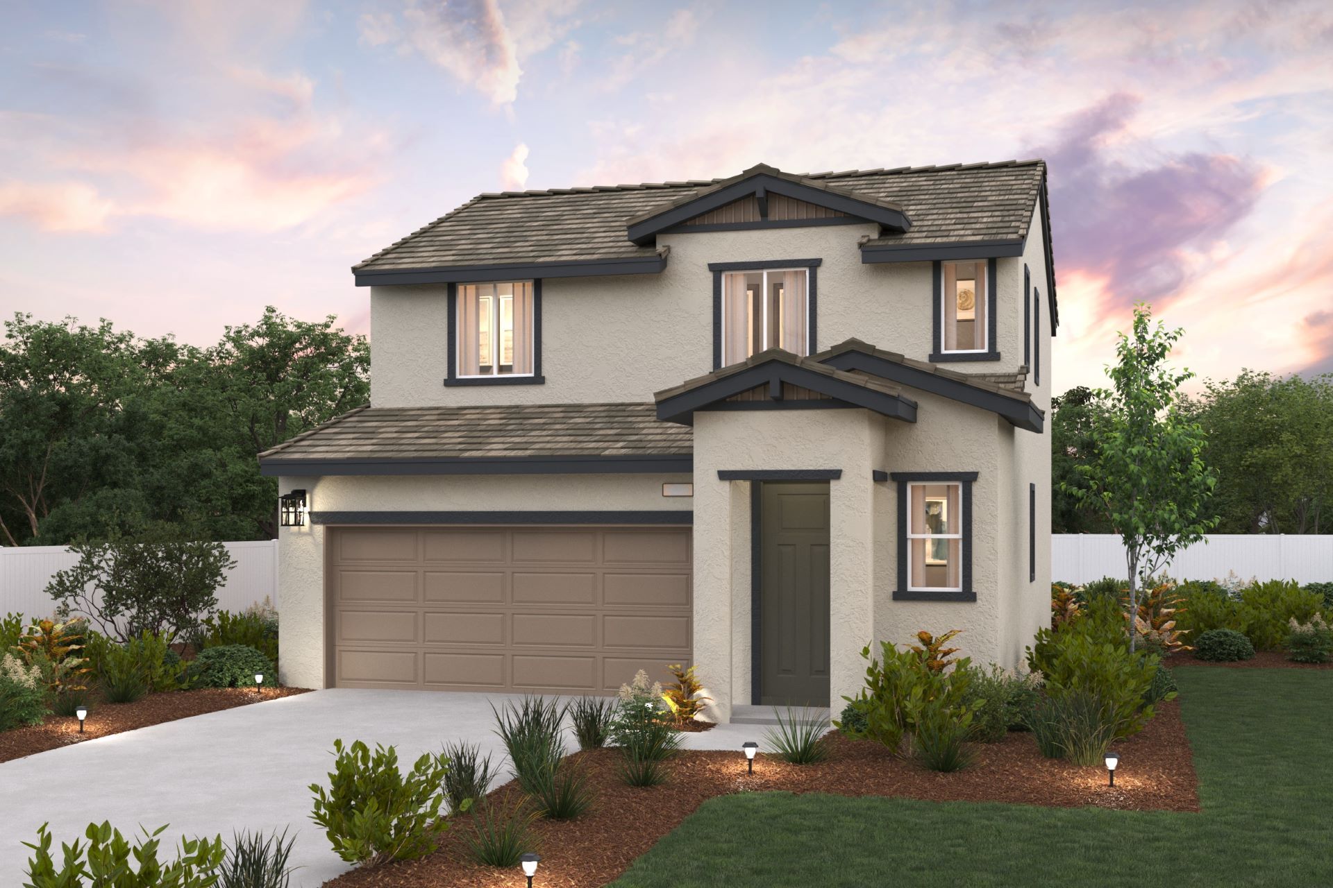 Park Place, Plan 3 Elevation B Rendering, Sacramento, CA