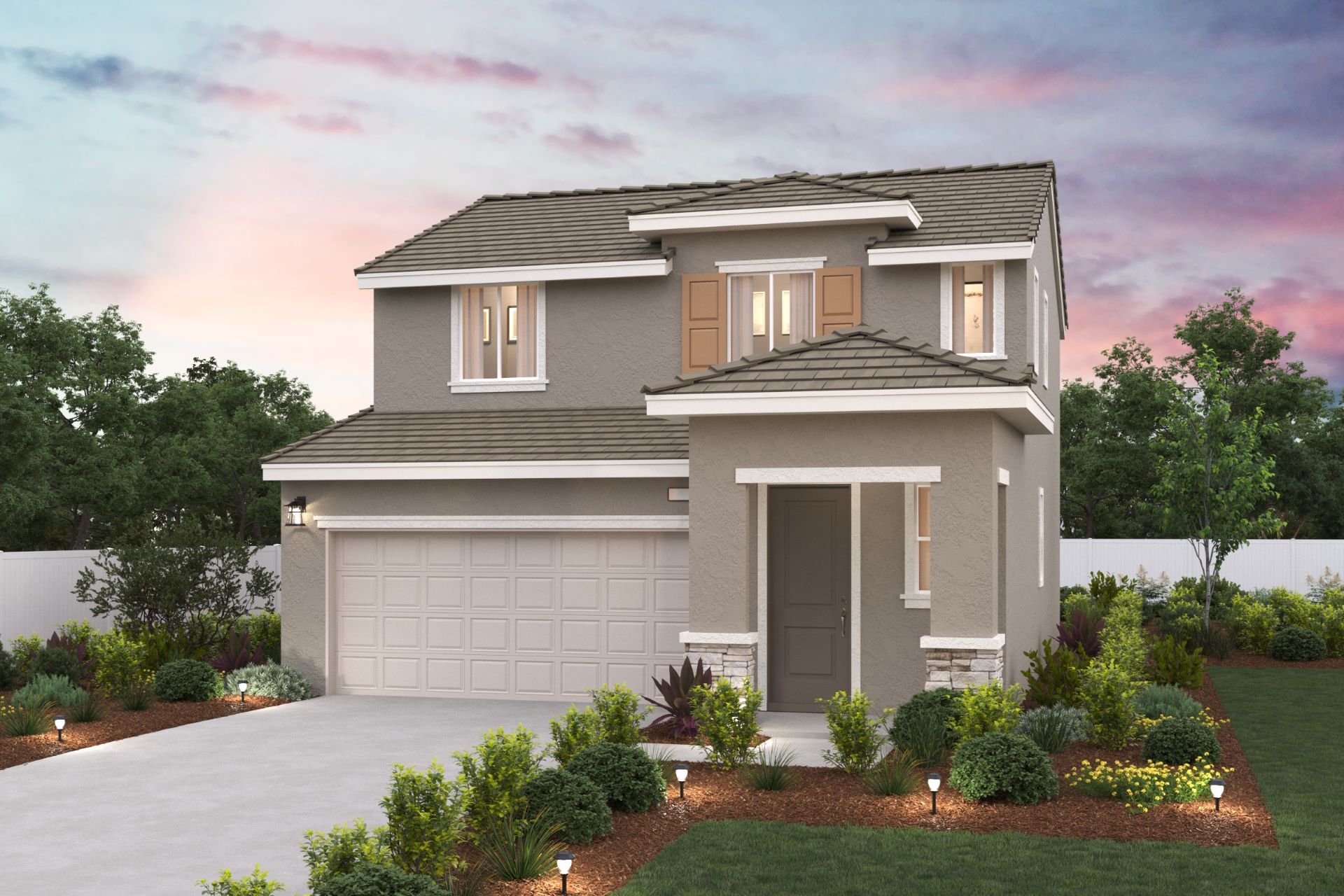 Park Place, Plan 3 Elevation C Rendering, Sacramento, CA