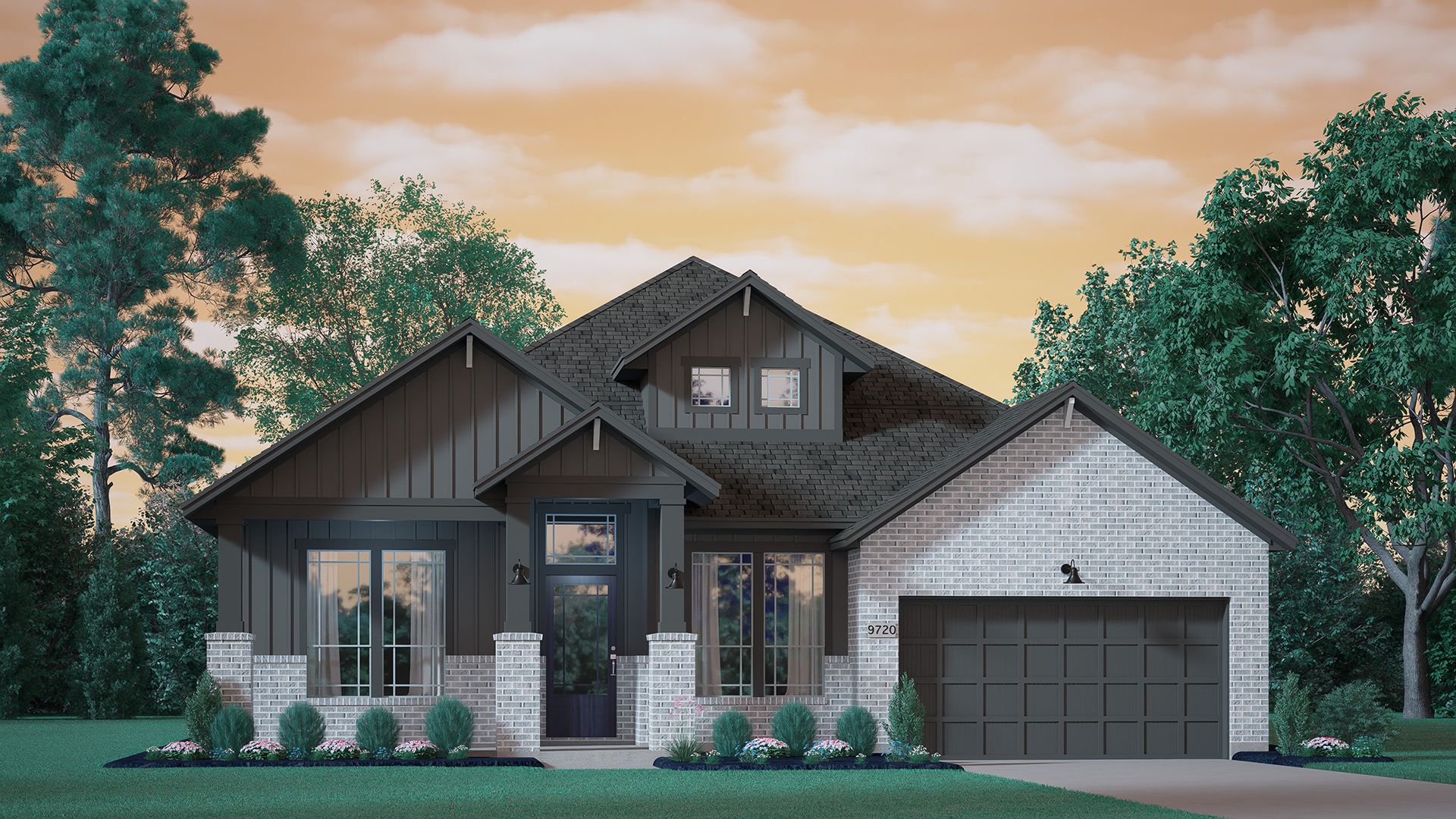 Brentwood-1901-FulshearLakes Elevation F (Brick):The Brentwood Elevation F (Brick)
