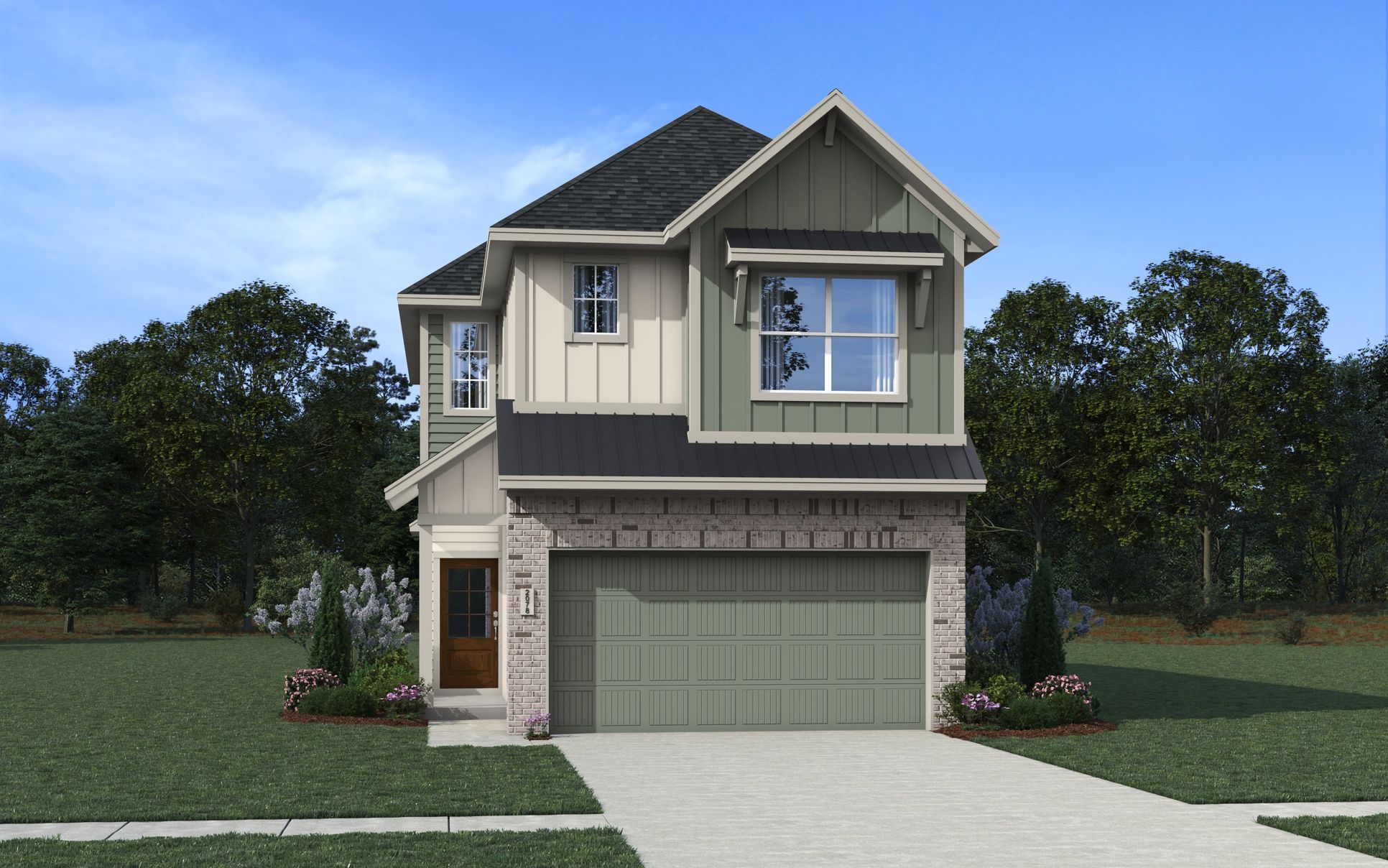 Lorraine-2078-HOU Elevation A:The Lorraine Elevation A - Brick