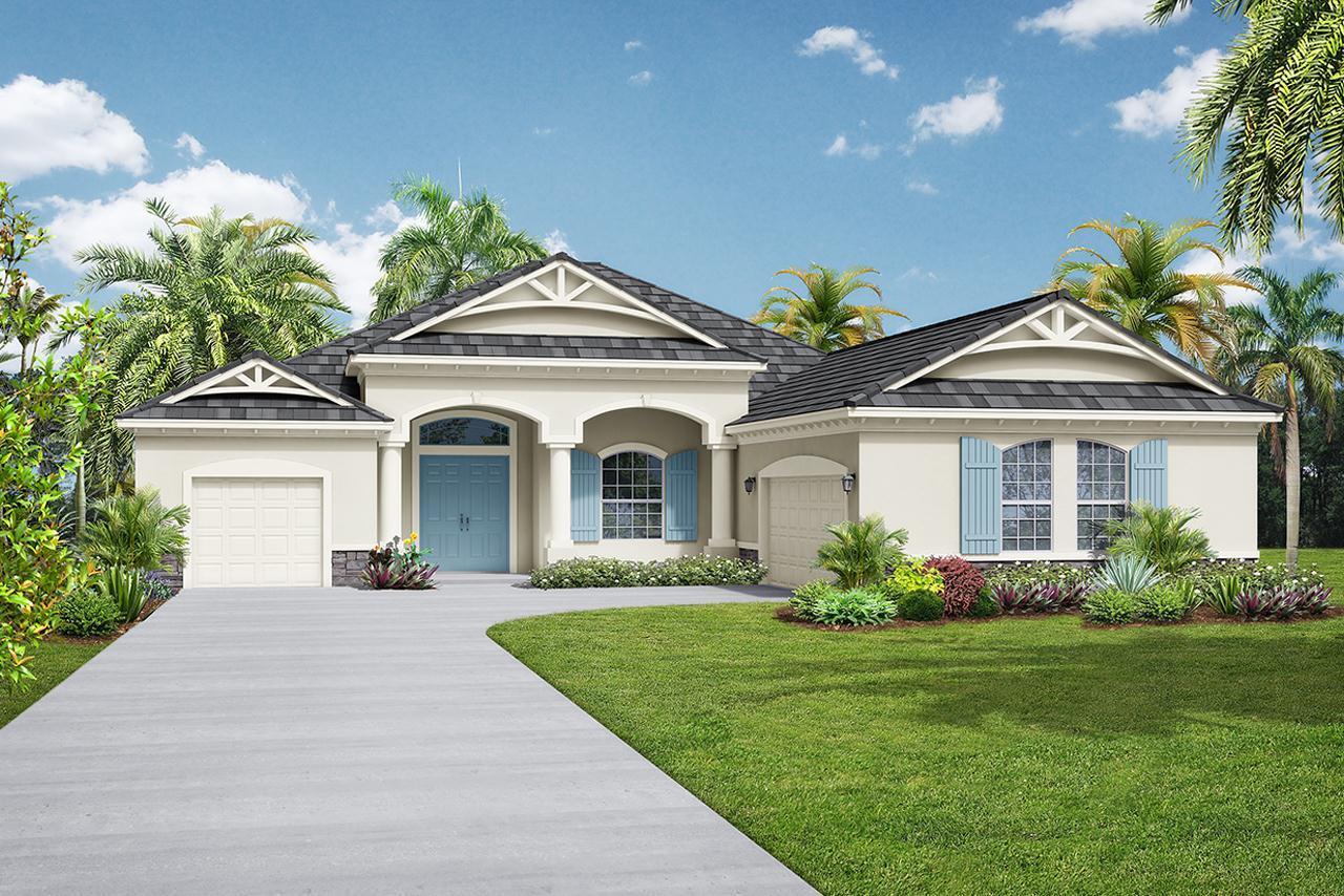 Interior:Elevation T Rendering- Actual home offers 3 car side load garage