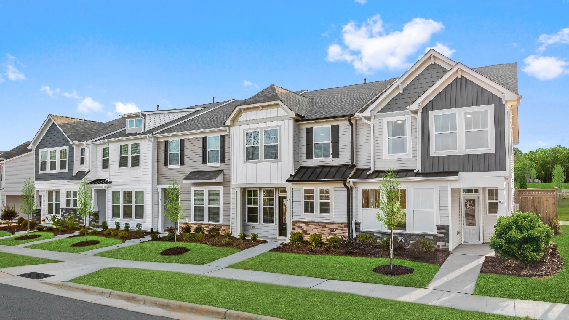 Model:Beautiful exterior shot of our Winchester and Rochester elevations in the Meadow View community!