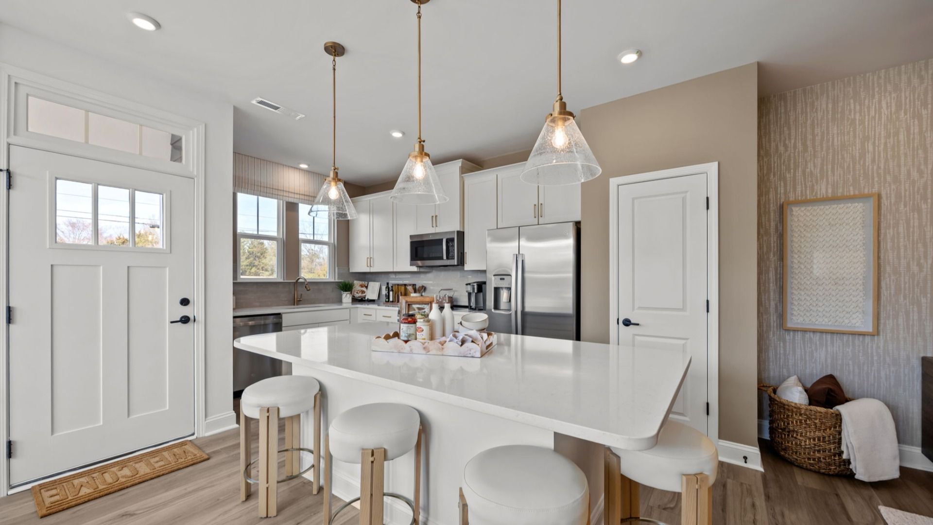 The Rochester Plan by DRB homes in Charlotte, NC - Kitchen:The Rochester Plan by DRB homes kitchen with island and modern features in Charlotte, NC.