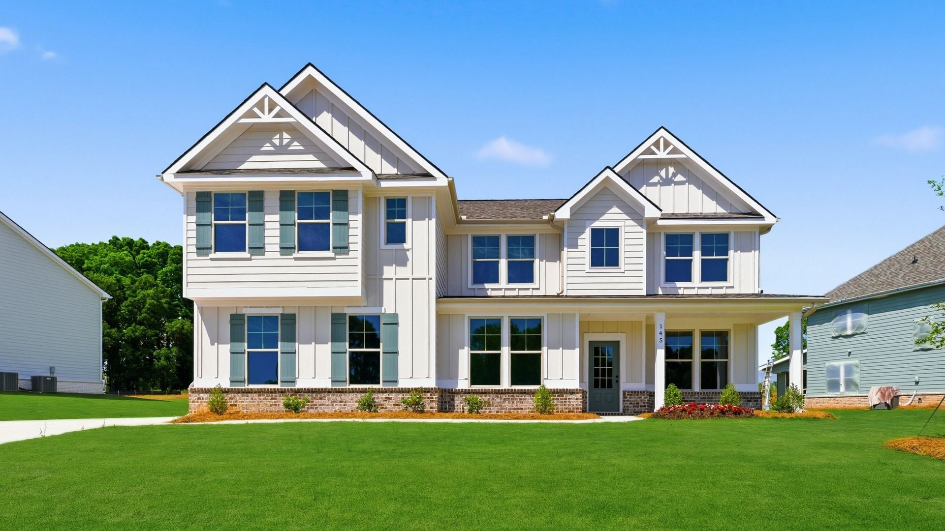 Elevation 4:Rosemary II two-story home with estate-sized design, side-entry garage, and front yard at Brighton in Locust Grove, GA