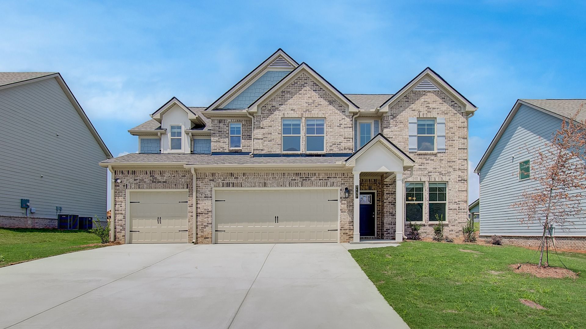 Elevation 6:Two-story brick exterior home with modern curb appeal and attached garage in Adagio community in Dacula, GA.