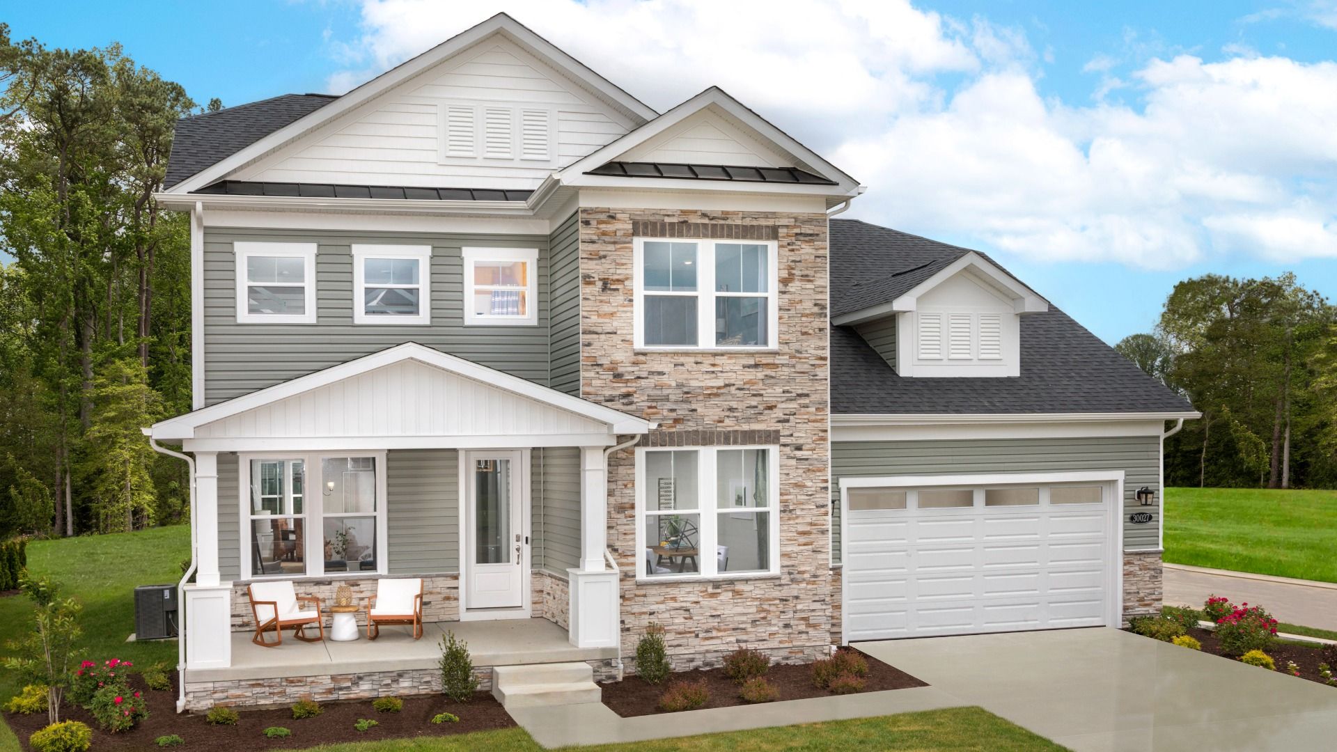 St. John Exterior:The St. John Exterior at Chase Oaks in Lewes, DE