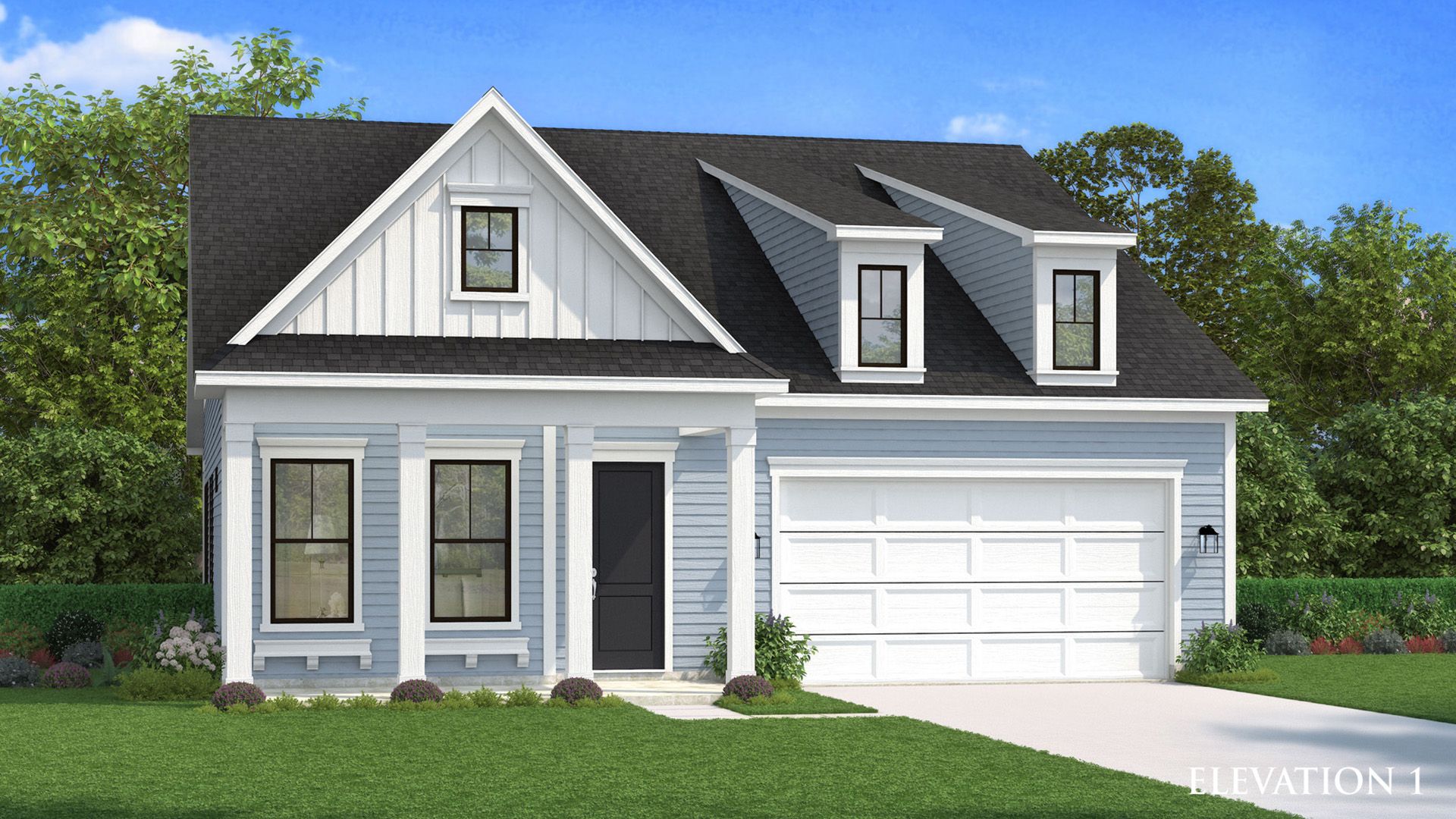 DRB_Homes_EasternShore_Palmetto_Ele_01_20240507.jpg:Palmetto - Elevation 1 at Chase Oaks